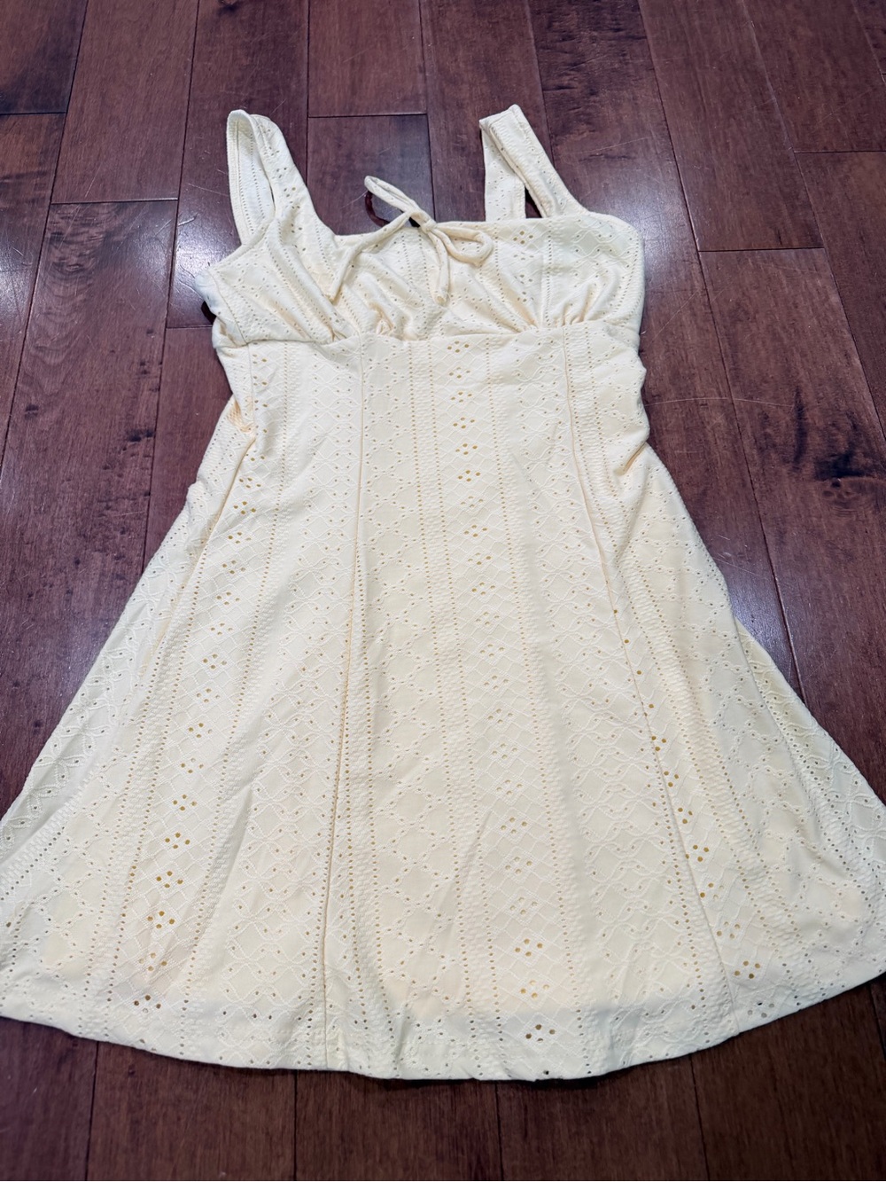 Light Yellow Eyelet Sundress - Women's Sleeveless Dress
